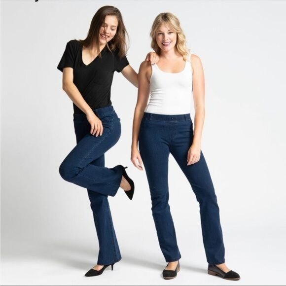 Betabrand Boot-Cut 4-Pocket Yoga Denim pants Dark Indigo Large - Picture 1 of 10